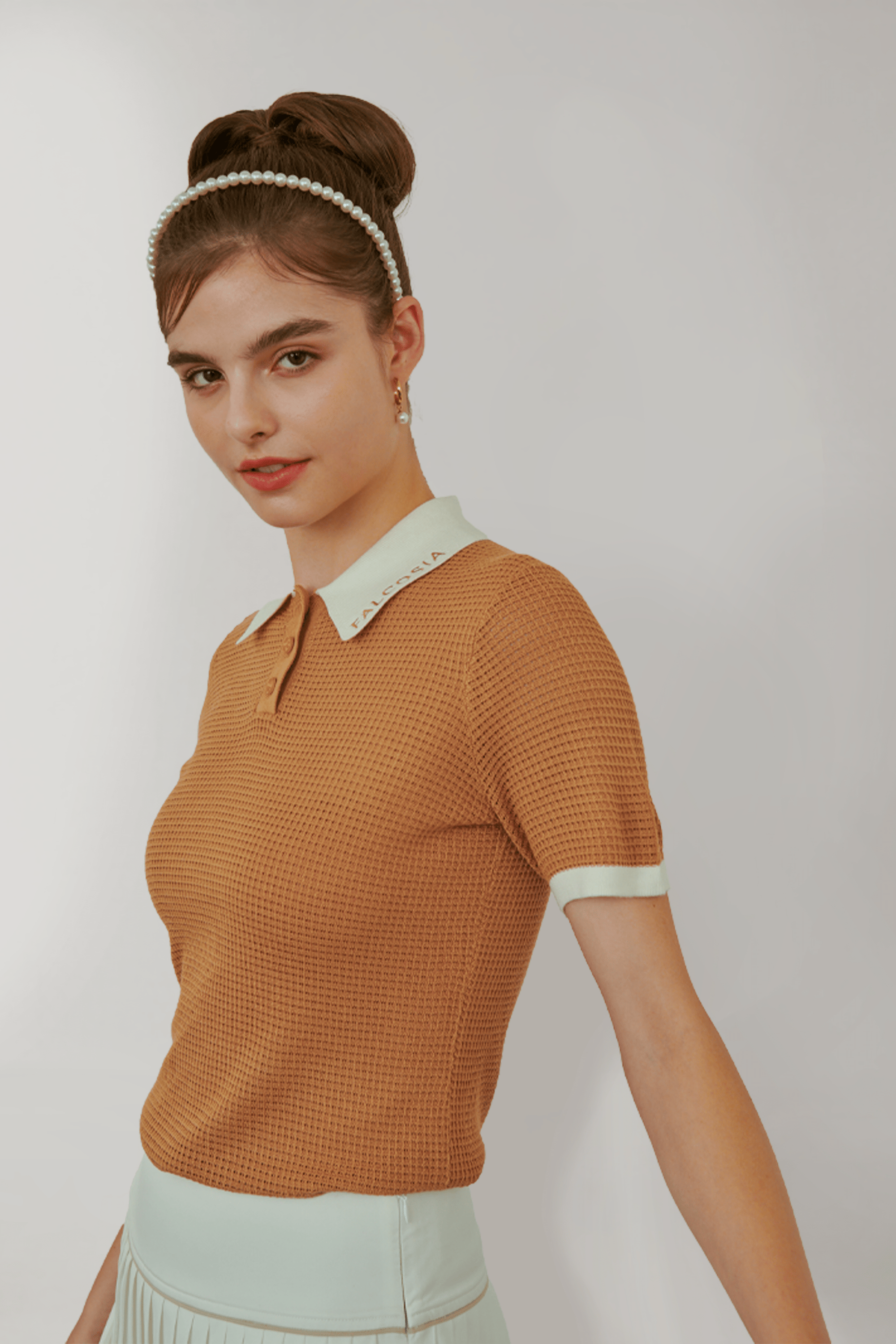Falcosia Brown Knit Waffle Top - Erthe Golf