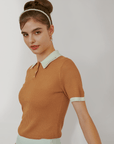 Falcosia Brown Knit Waffle Top - Erthe Golf