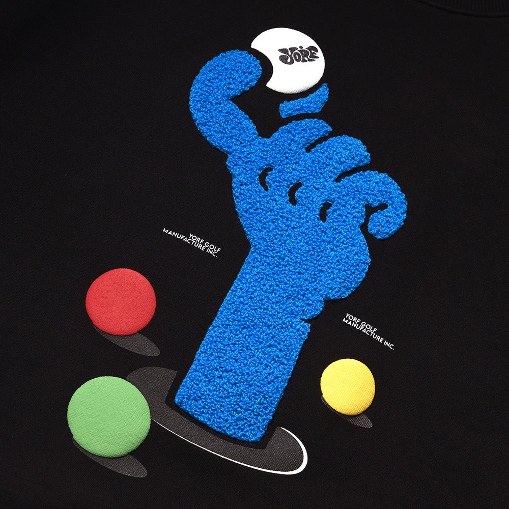 Yorf Golf Crewneck Roll & Pop Black - Erthe Golf