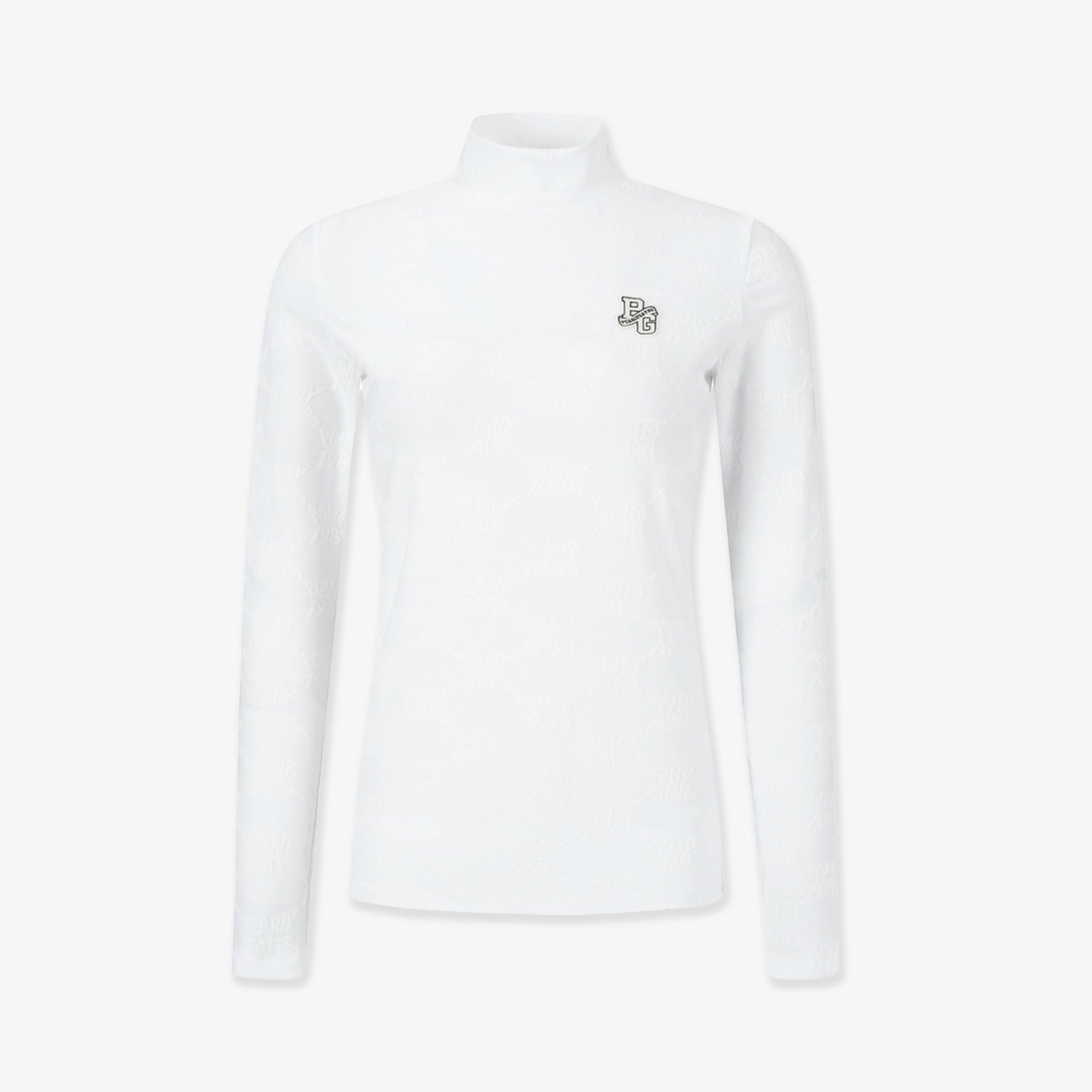 Pearly Gates Women's Logo Pattern Mock Neck Long Sleeve Ivory - Erthe Golf