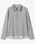 Keypote Long Sleeve Layered Polo Shirt-Grey