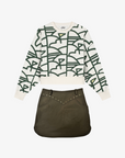 Women's Crewneck Top Skort Set - White/Brown - Erthe Golf