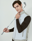 Falcosia Men's Cotton Patchwork Vest - Khaki Gray - Erthe Golf