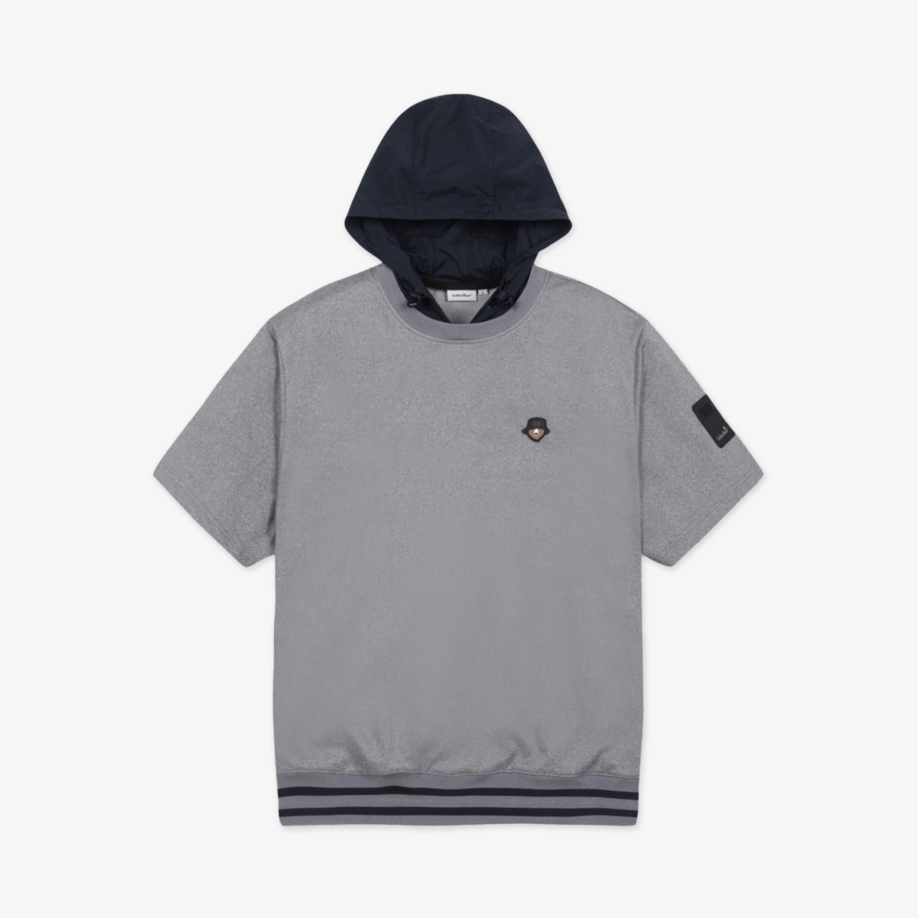 Golden Bear Woven Hoodie 1/2 Sleeve T-shirt Grey