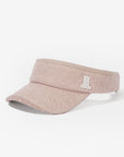 Beige visor cap with a logo on a white background