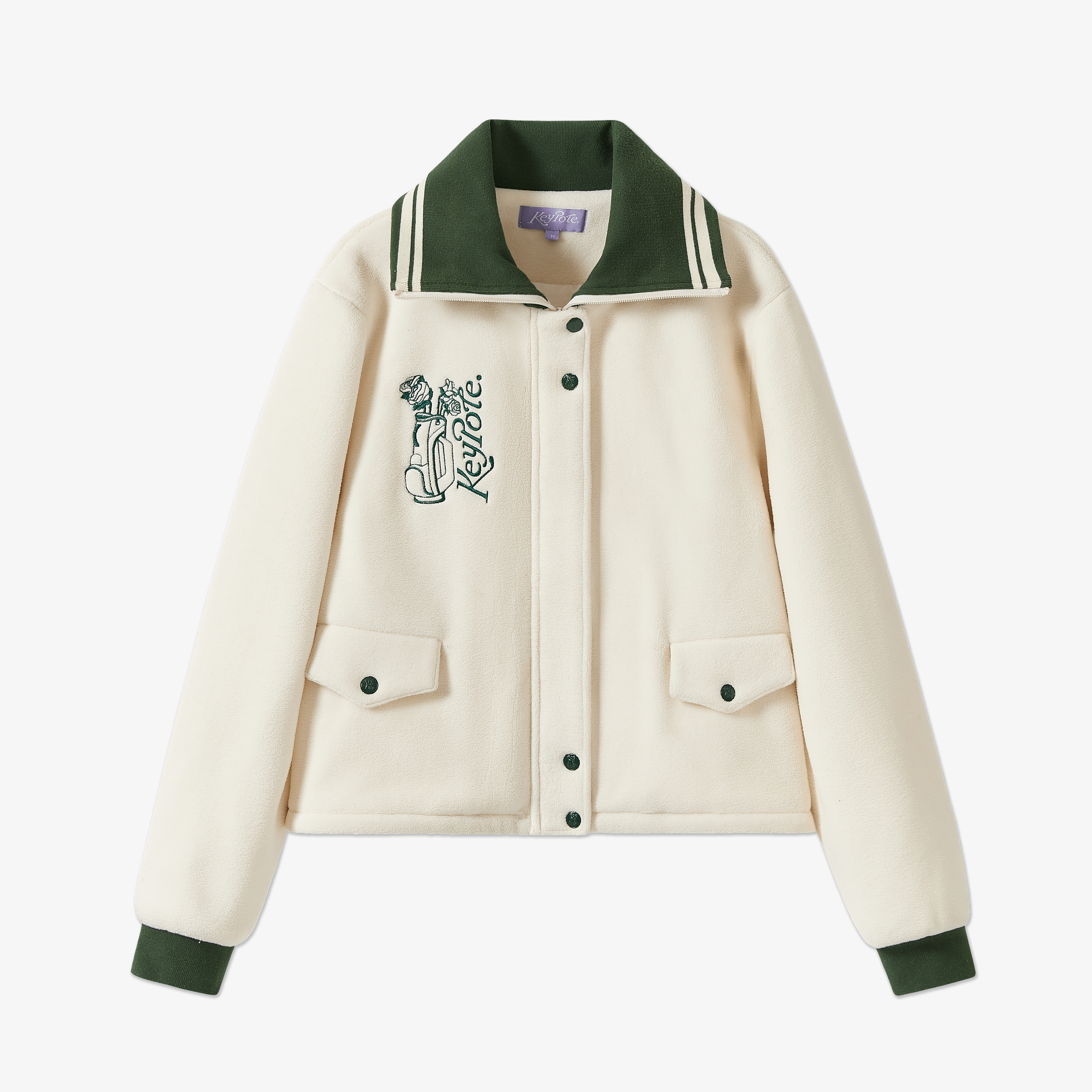 HERG1ジップアップジャケット ホワイト/グリーン Keypote Women's Fleece Jacket - Green | Erthe Golf