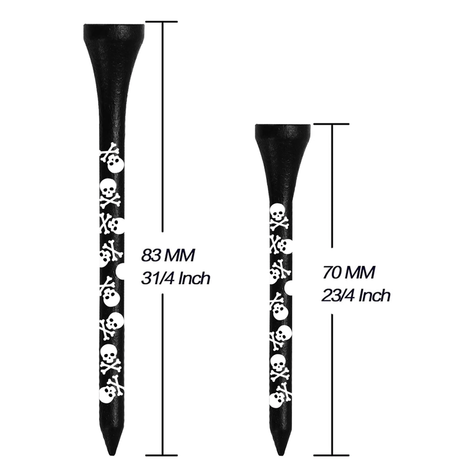 Wide Head Black Skull Tee - Erthe Golf