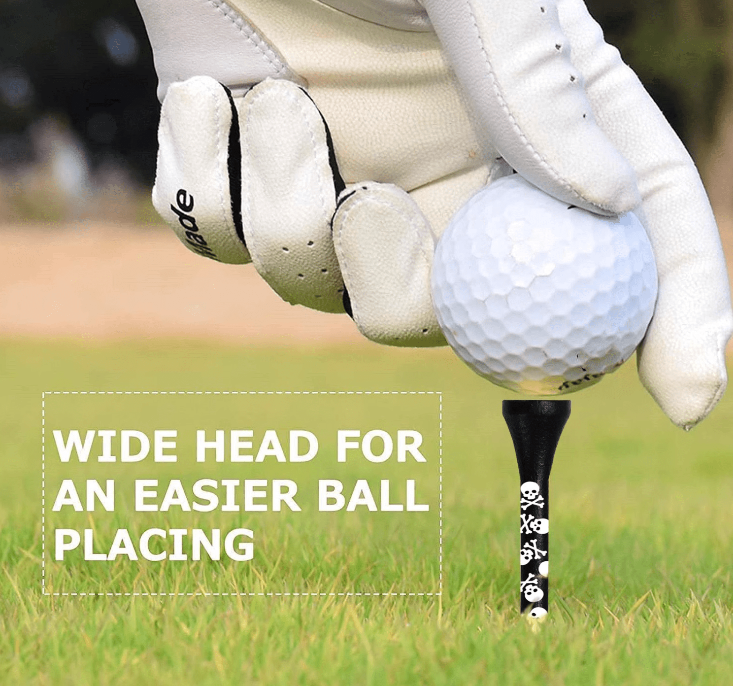 Wide Head Black Skull Tee - Erthe Golf