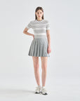 Lanvin Blanc Grey Wool Blend Pleated Skirt - Erthe Golf