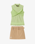 Women Knot Top Skirt Set - Green/Khaki - Erthe Golf
