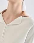 Lanvin Blanc Wool Blend Half - Zip Top - Erthe Golf