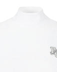Pearly Gates Women's Logo Pattern Mock Neck Long Sleeve Ivory - Erthe Golf