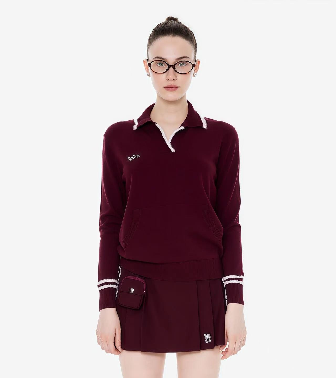 Keypote Women's Long Sleeve Knited Top - Burgundy - Erthe Golf