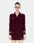 Keypote Women's Long Sleeve Knited Top - Burgundy - Erthe Golf