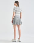 Lanvin Blanc Grey Wool Blend Pleated Skirt - Erthe Golf