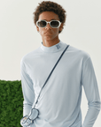 Keypote Men's Turtleneck Long Sleeve T-Shirt - Light Blue - Erthe Golf
