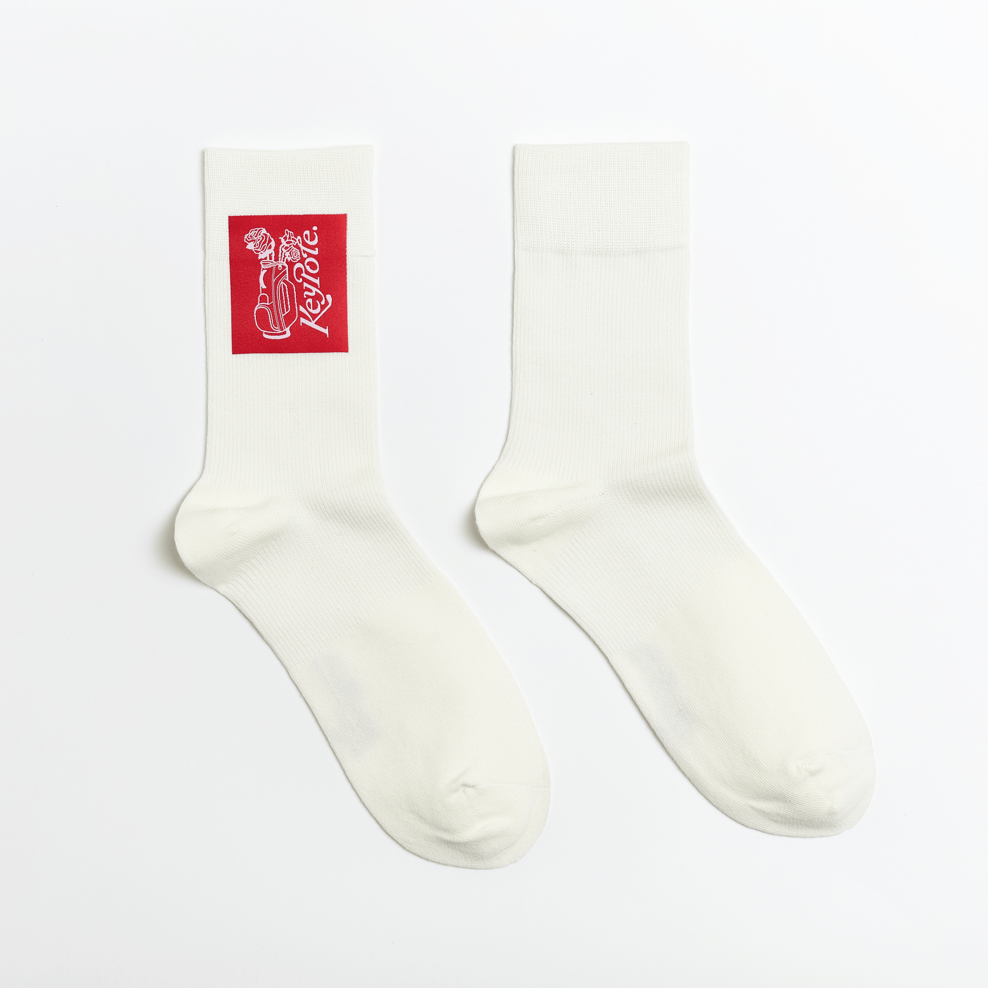 Keypote Men's Side Logo Crew Socks - White - Erthe Golf