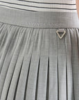 Lanvin Blanc Grey Wool Blend Pleated Skirt - Erthe Golf