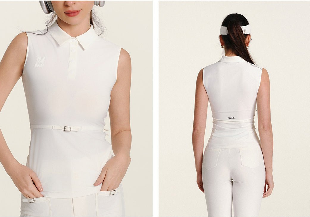 Keypote White Sleeveless Polo - Erthe Golf