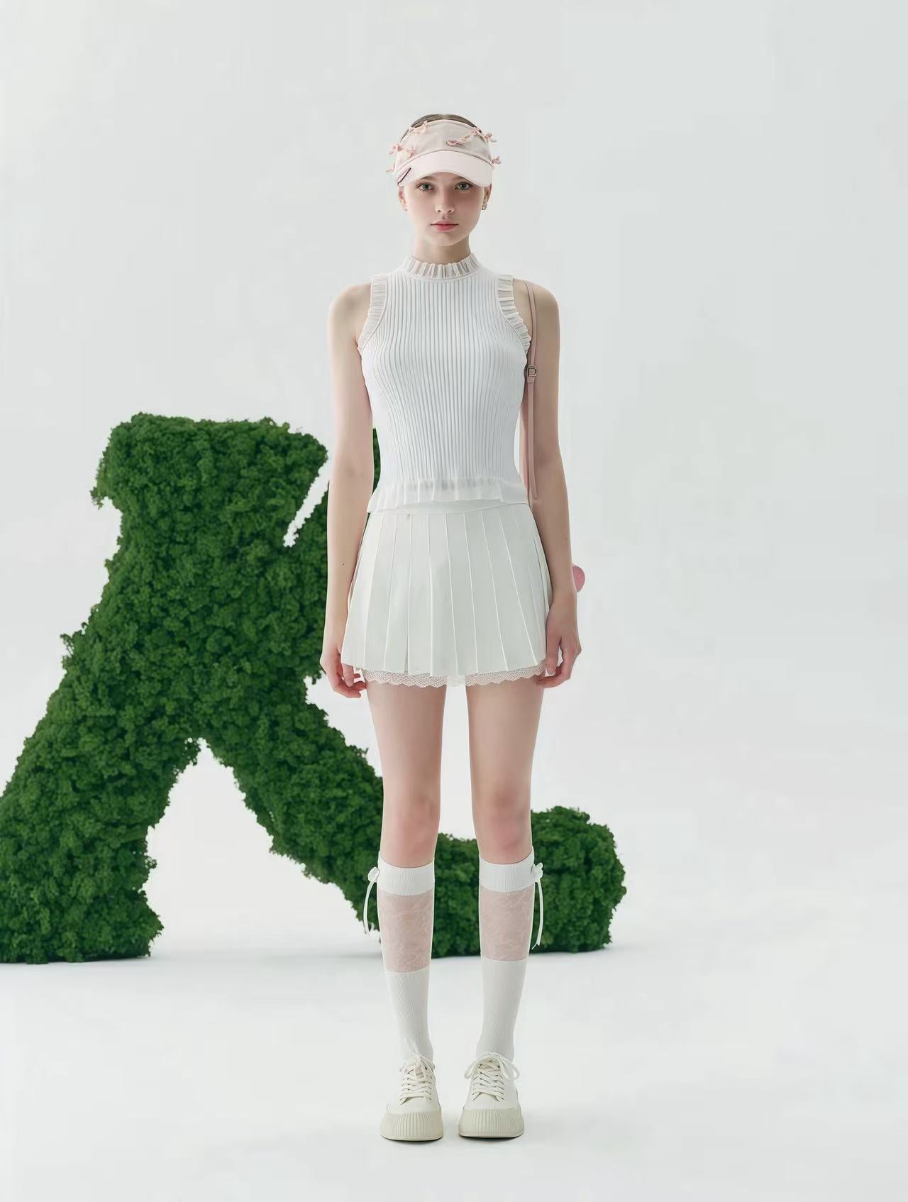 Keypote Women's Sleeveless Knitwear - White - Erthe Golf