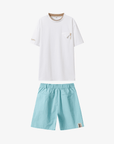 Keypote Men T-Shirt Pants Set - White/Blue - Erthe Golf