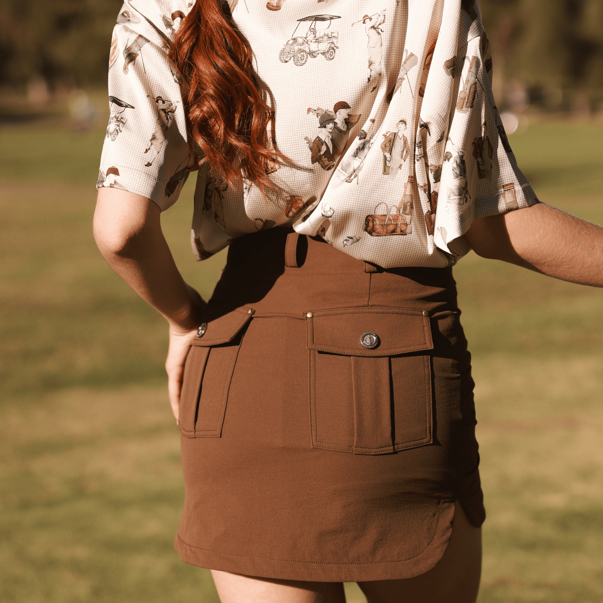 Loveland Studded Golf Skort - Brown - Erthe Golf