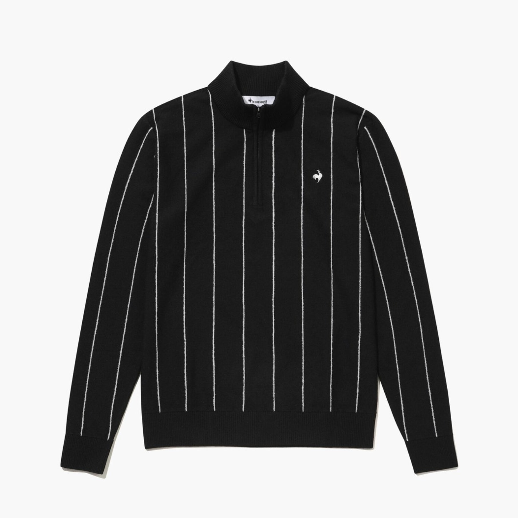 Le Coq Sportif Men's Striped Half-Zip Sweater- Black | Erthe Golf