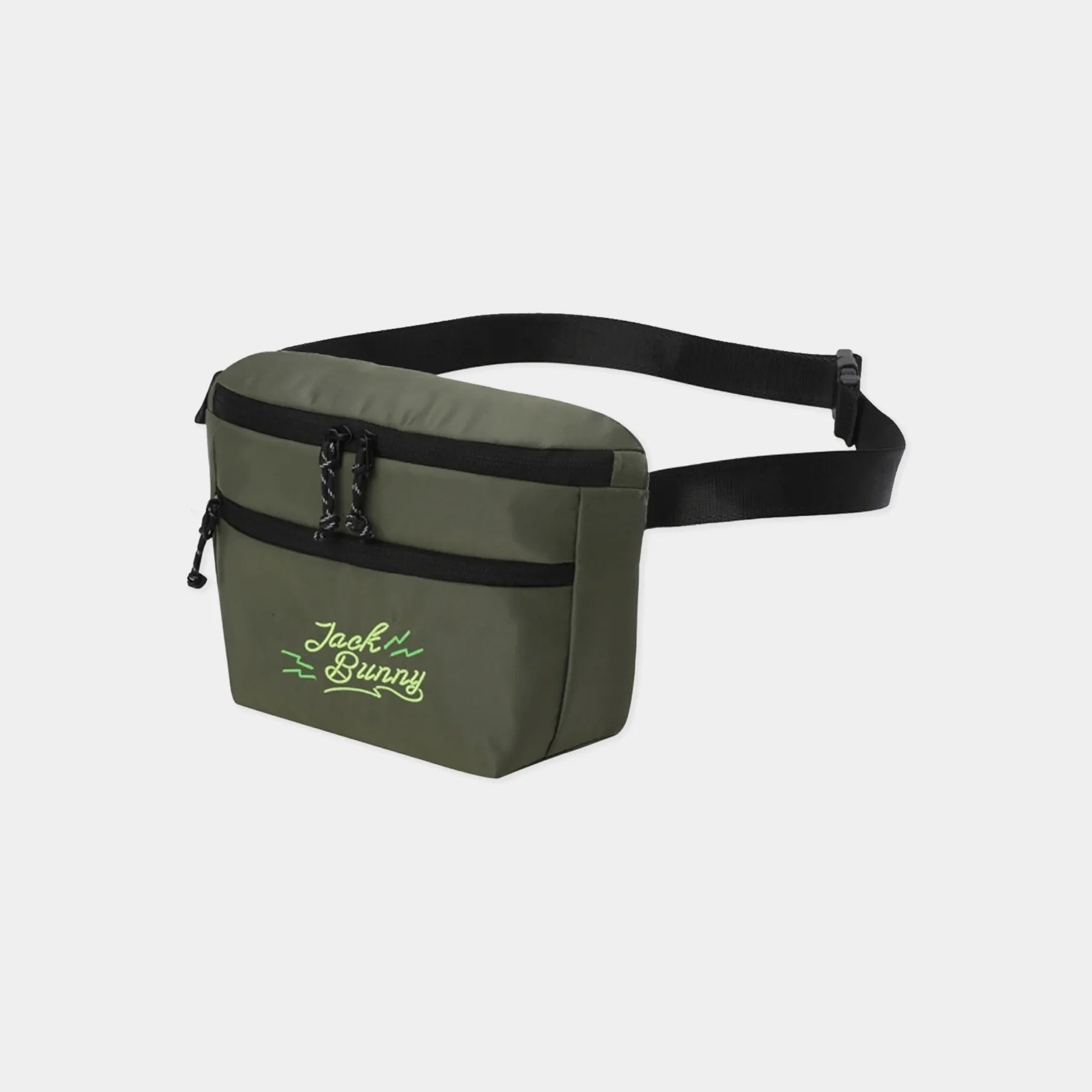 Pearly Gates [Jack Bunny] Men's Neon Embroidered Hip Bag - Khaki