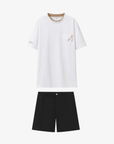 Men T-shirt Shorts Set - White/Black - Erthe Golf