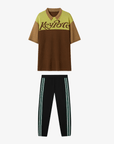 Men Logo Shirts Joggers Set - Brown/Black - Erthe Golf