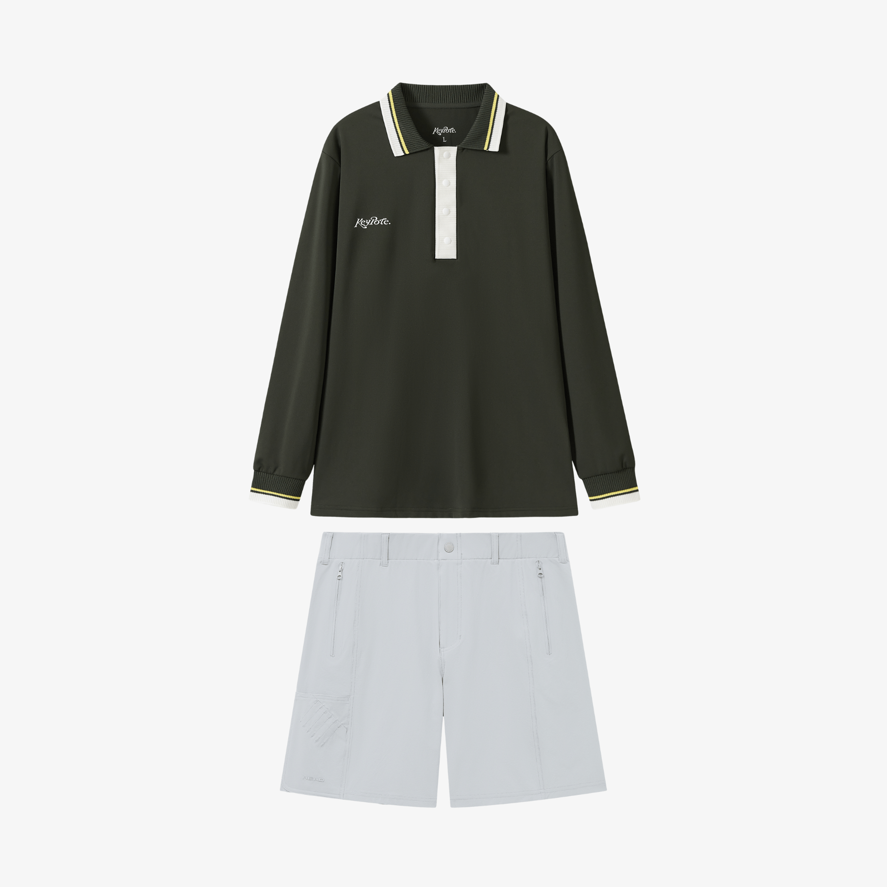 Men Polo Shorts Set - Forest Green/Grey - Erthe Golf