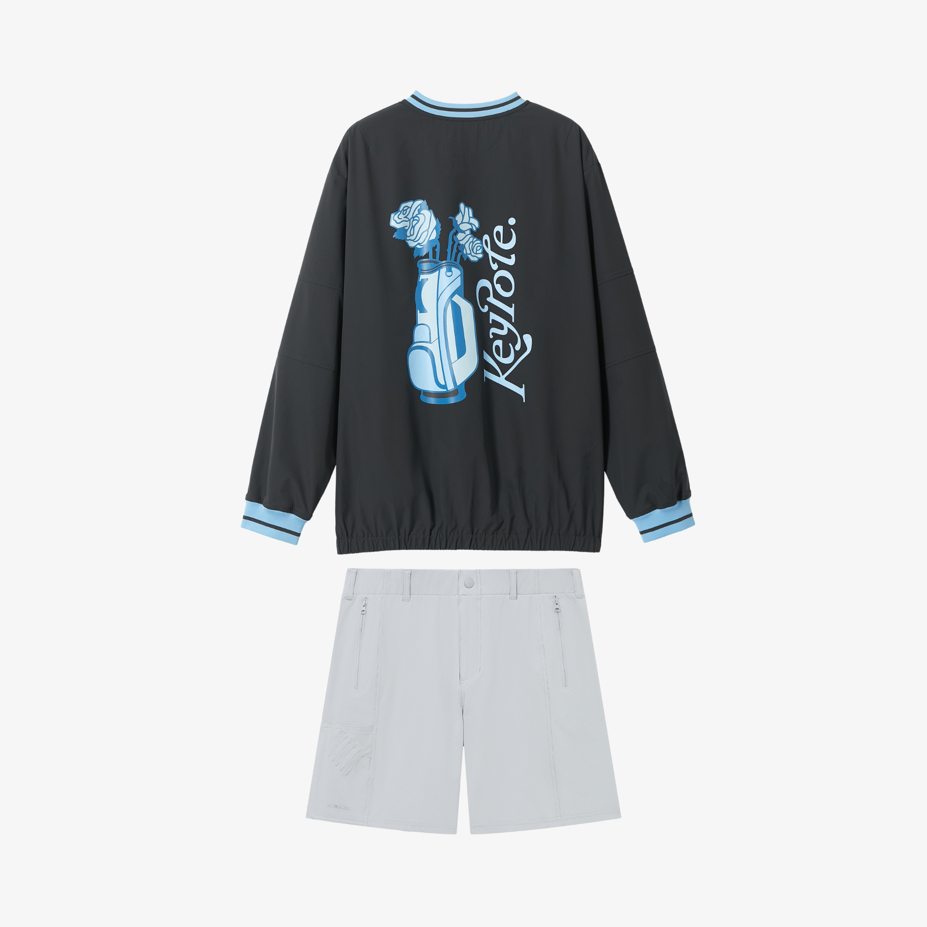 Men Pullover Shorts Set - Blue/Grey - Erthe Golf
