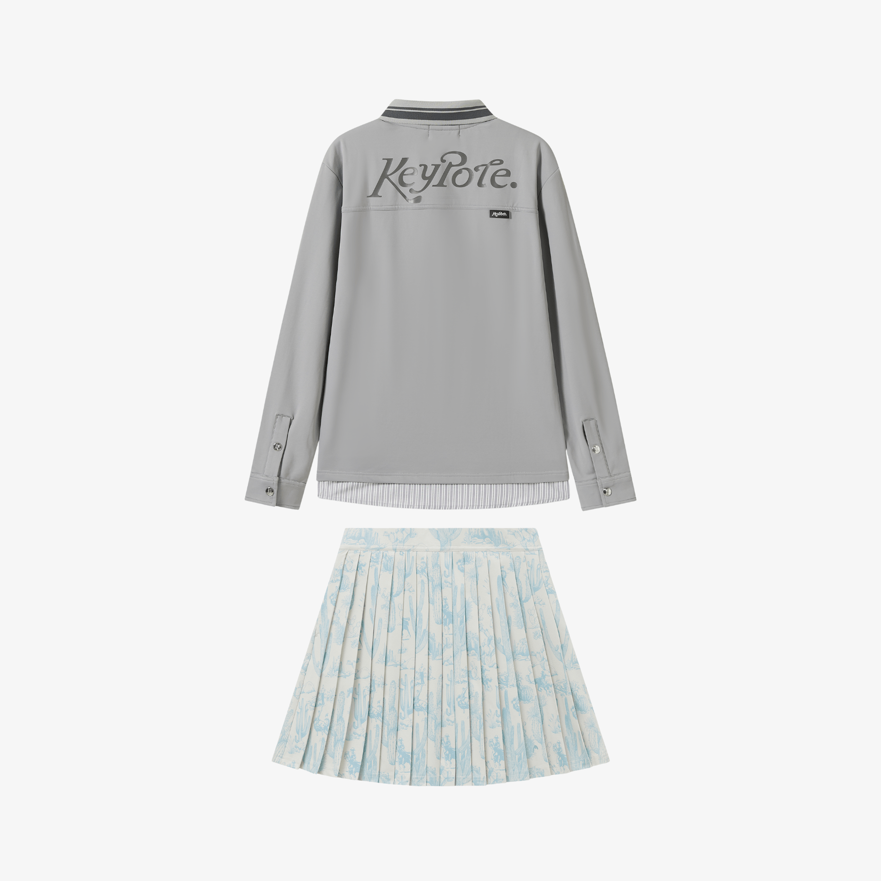 Women Polo Skirt Set - Grey/White - Erthe Golf