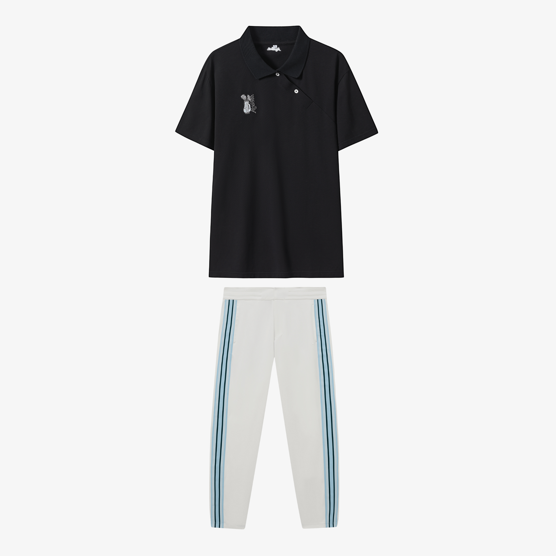 Men Polo Joggers Set - Black/White - Erthe Golf