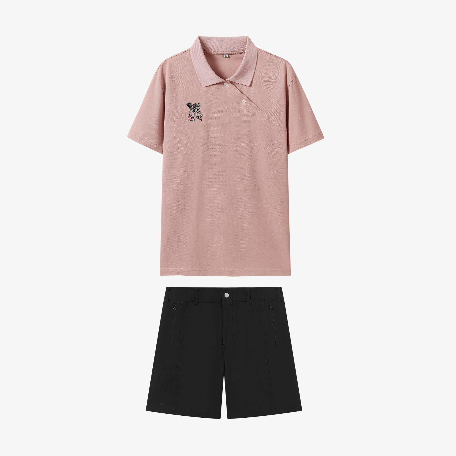 Men Polo Shorts Set - Pink/Black - Erthe Golf
