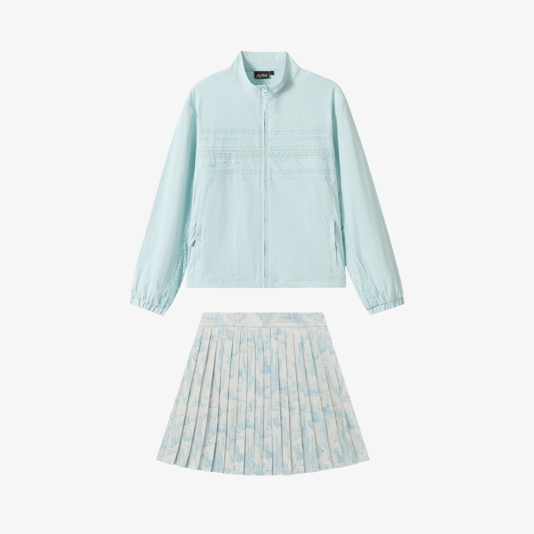 Women Jacket Skirt Set - Light Blue/White - Erthe Golf