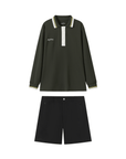 Men Polo Shorts Set - Forest Green/Black - Erthe Golf