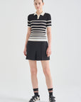 Lanvin Blanc Black Stripe Knit Top - Erthe Golf