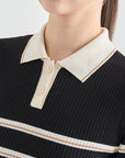 Lanvin Blanc Black Stripe Knit Top - Erthe Golf