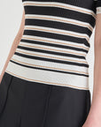 Lanvin Blanc Black Stripe Knit Top - Erthe Golf