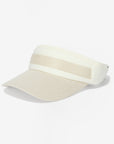 Beige visor hat with white band on a light gray background
