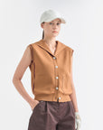Lanvin Blanc Women's Knit Vest - Camel - Erthe Golf
