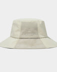 Beige bucket hat with 'LANVIN' logo on a light gray background