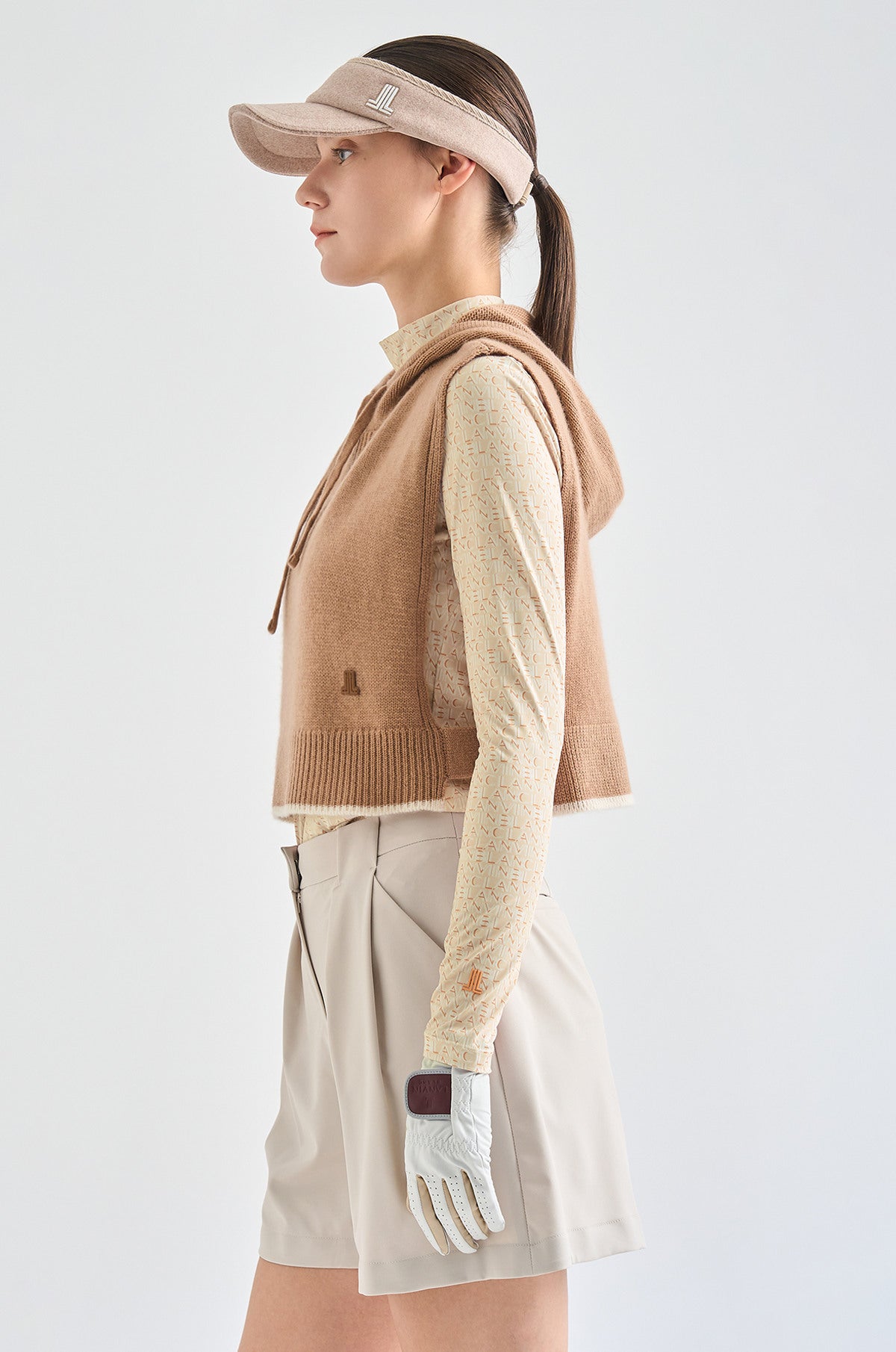 Lanvin Blanc Women's Hoodie Vest - Camel - Erthe Golf