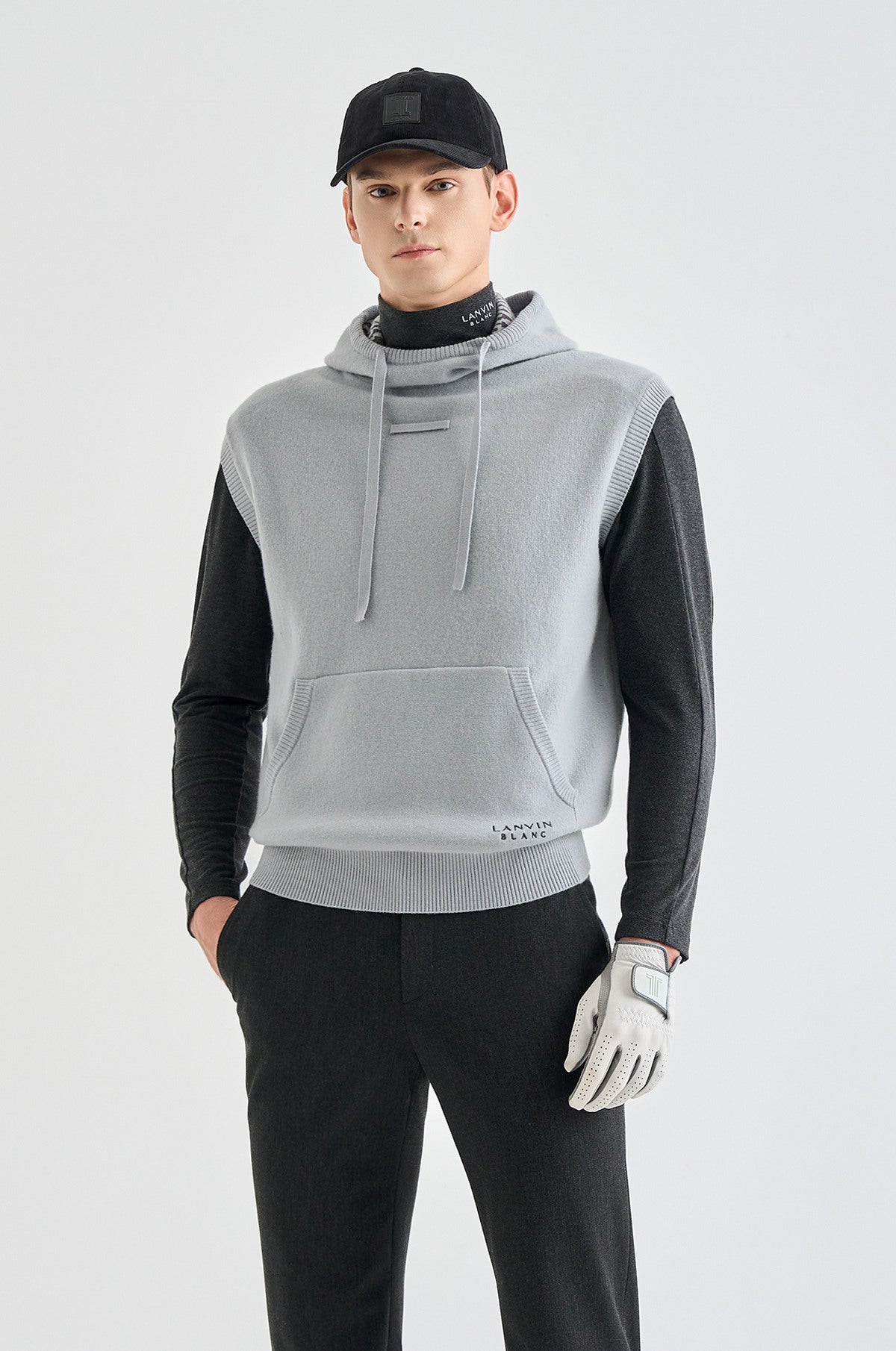 Lanvin Blanc Men's Hoodie Vest - Cool Grey - Erthe Golf