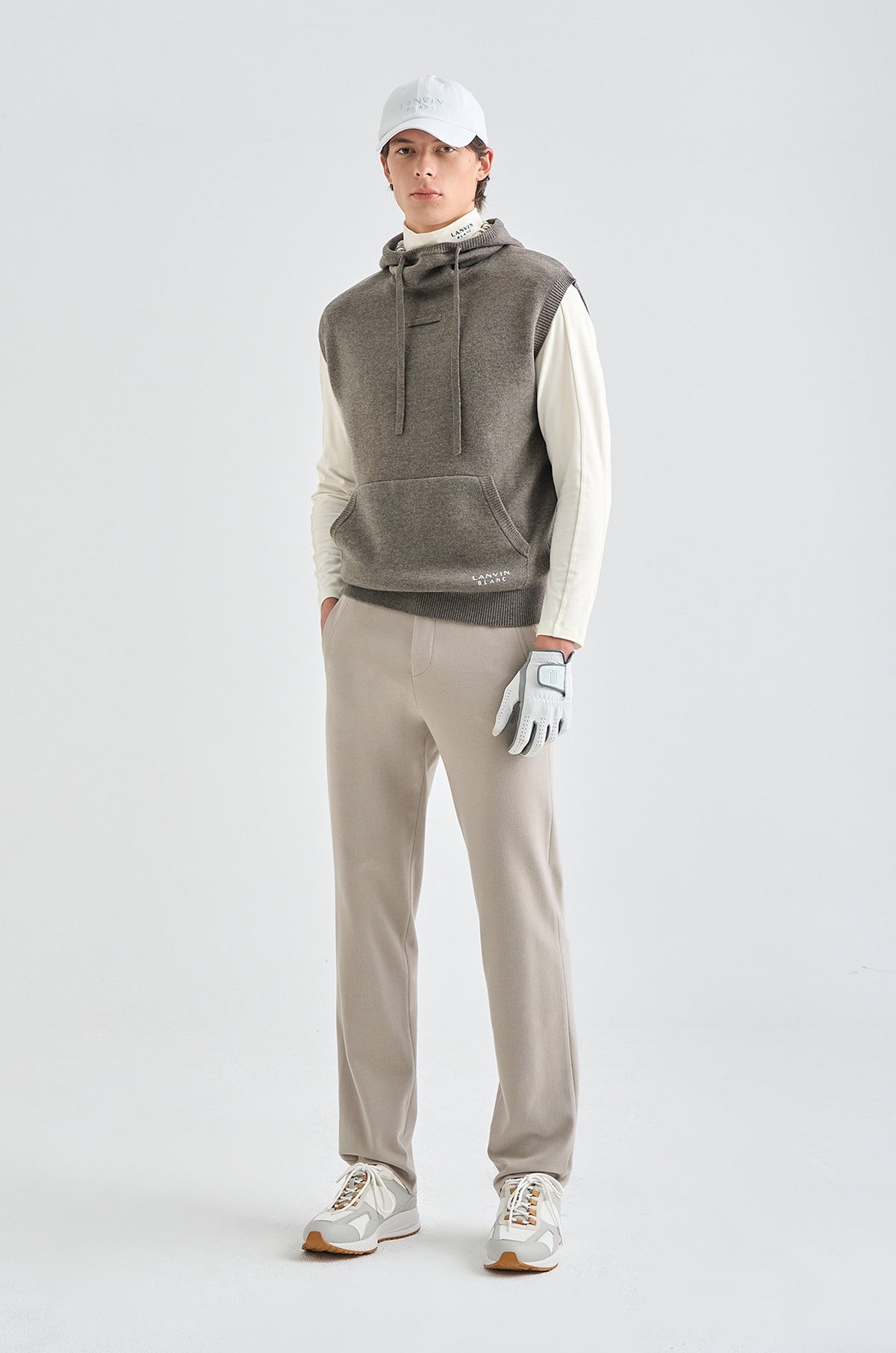 Lanvin Blanc Men's Hoodie Vest - Sepia Grey - Erthe Golf