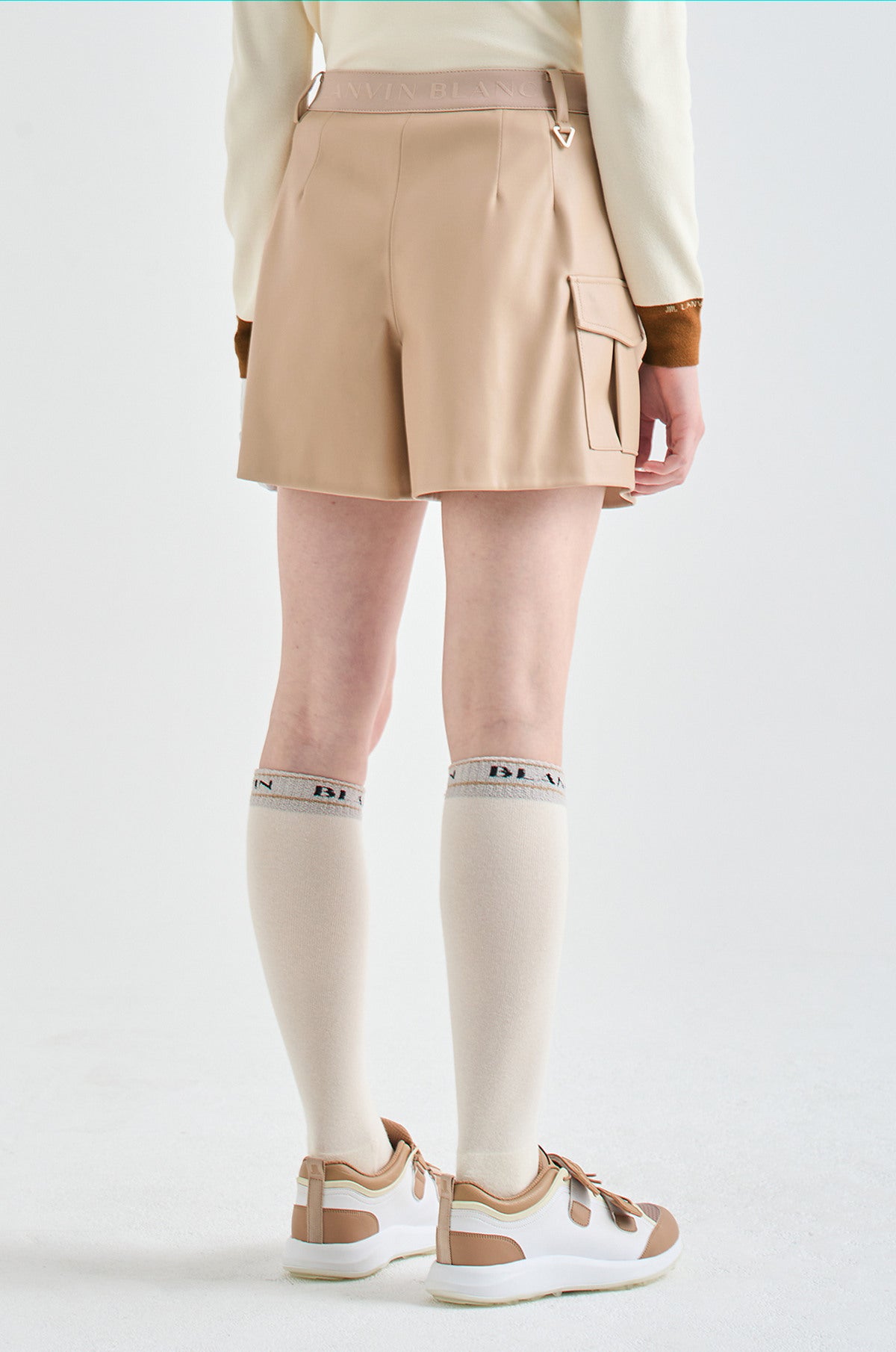 Lanvin Blanc Women's Leather Shorts - Beige - Erthe Golf