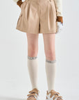 Lanvin Blanc Women's Leather Shorts - Beige - Erthe Golf