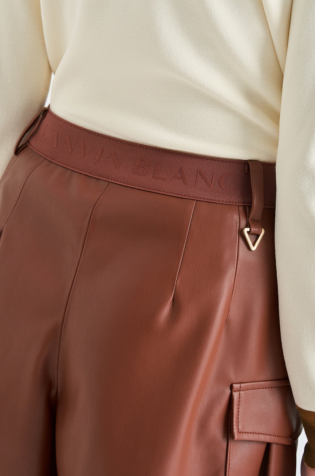 Lanvin Blanc Women's Leather Shorts - Red Brown - Erthe Golf