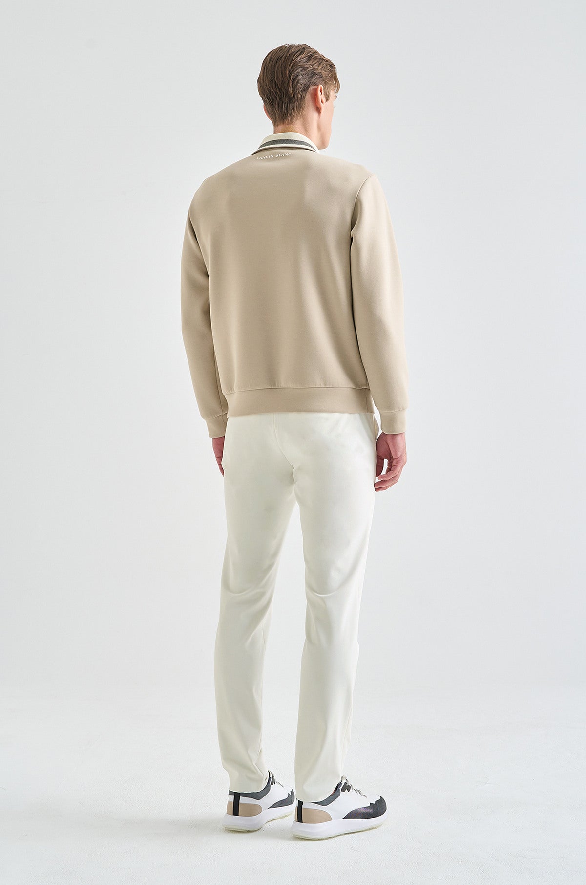 Lanvin Blanc Men's Zip Sweater - Beige - Erthe Golf